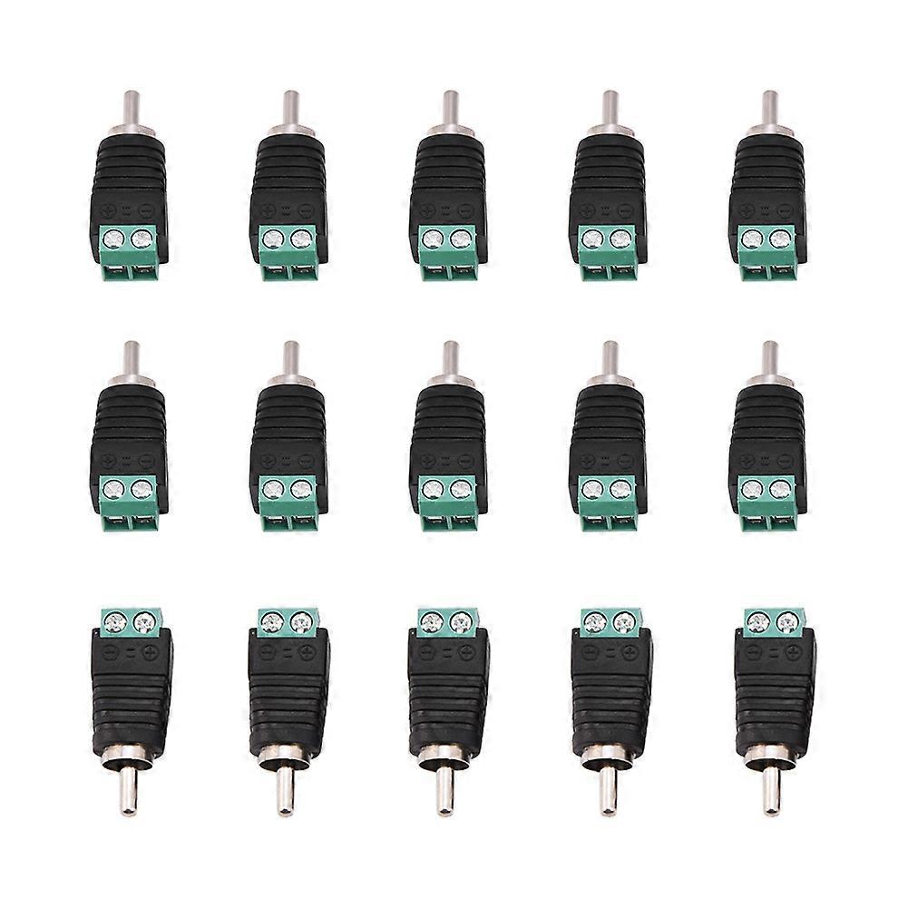 15 Pcs RCA Male Plug to AV Screw Terminal Audio / Video Connector Adapter