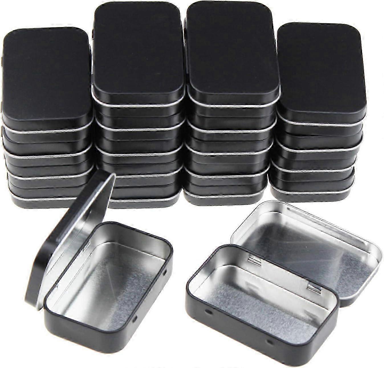 20 Pieces Rectangular Metal Empty Hinged Tins Containers Basic Necessities Home Storage(Black)