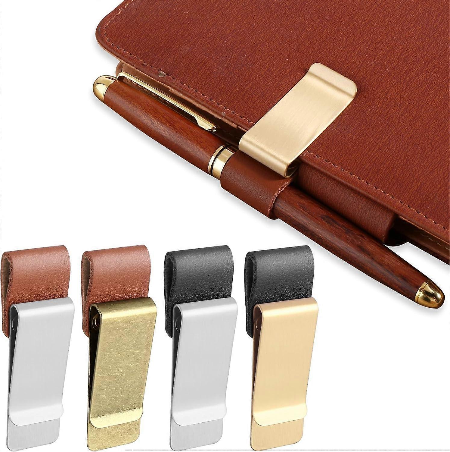 4Pcs Leather Pen Clips for Notebooks, Durable Loop Holder Design, Universal Fit for Various Notebook Sizes