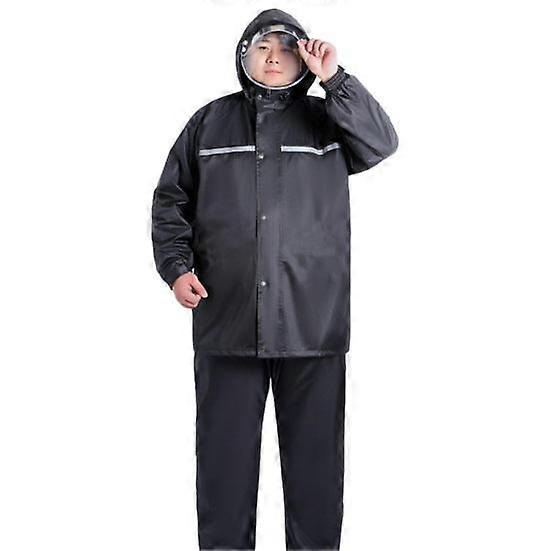 2Pcs/Set Adults Rain Suit Waterproof Breathable High Visibility Reflective Strip Outdoor Rain Jacket Trouser Men Women
