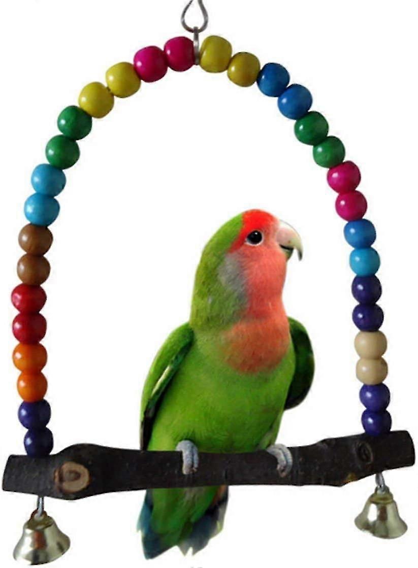 Bird Parrot Swing, Bird Parrot Toys Ladder Wood Bridge Swing Hanging Colored Bird Cage Hammock Swing Toy, Suitable For Hamsters, Gerbils, Littl