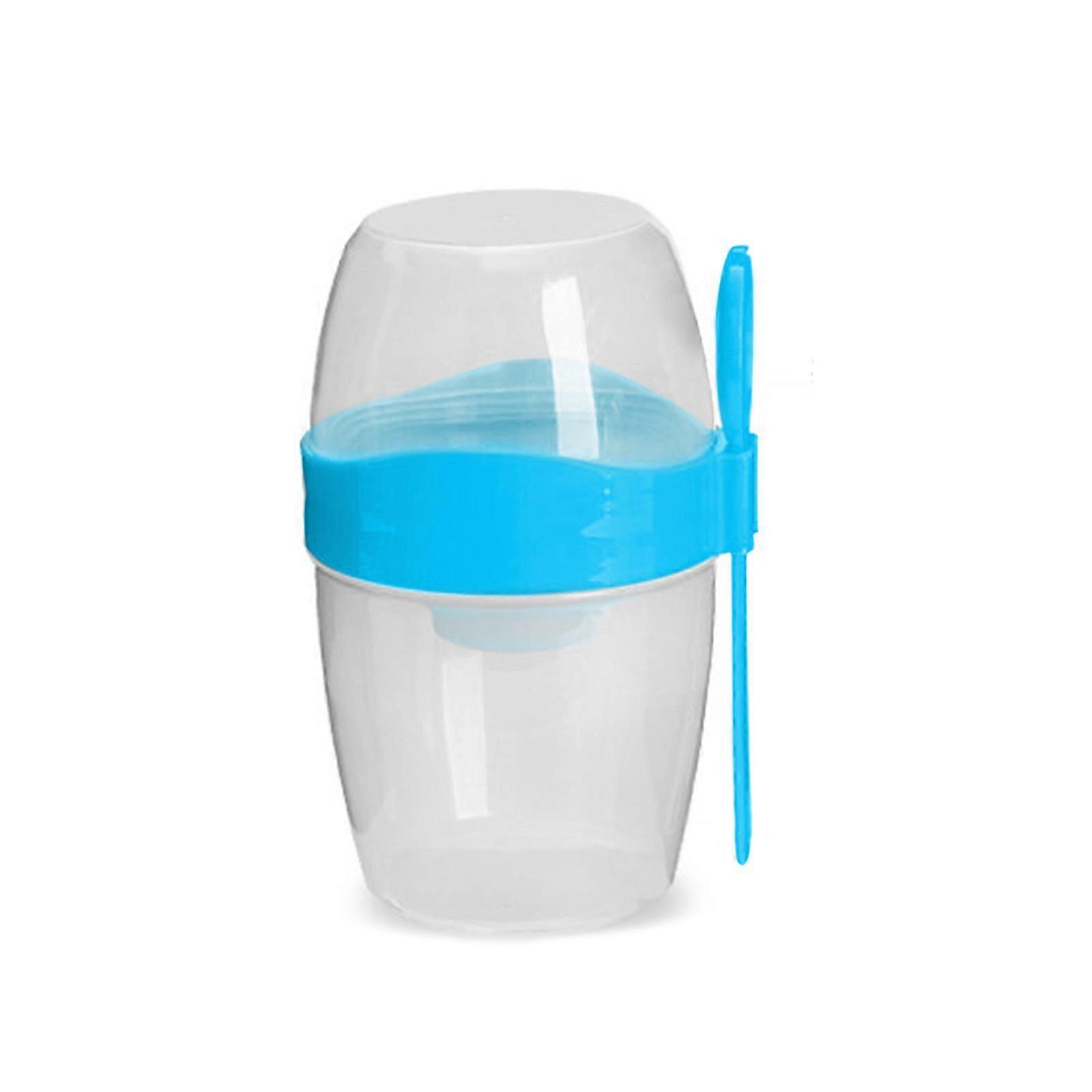 Double Breakfast Cup With Spoon & Fork Overnight Oatmeal Plastic Multi-Color Leak-Proof Container Jar Large Capacity Portable Oatmeal Jar