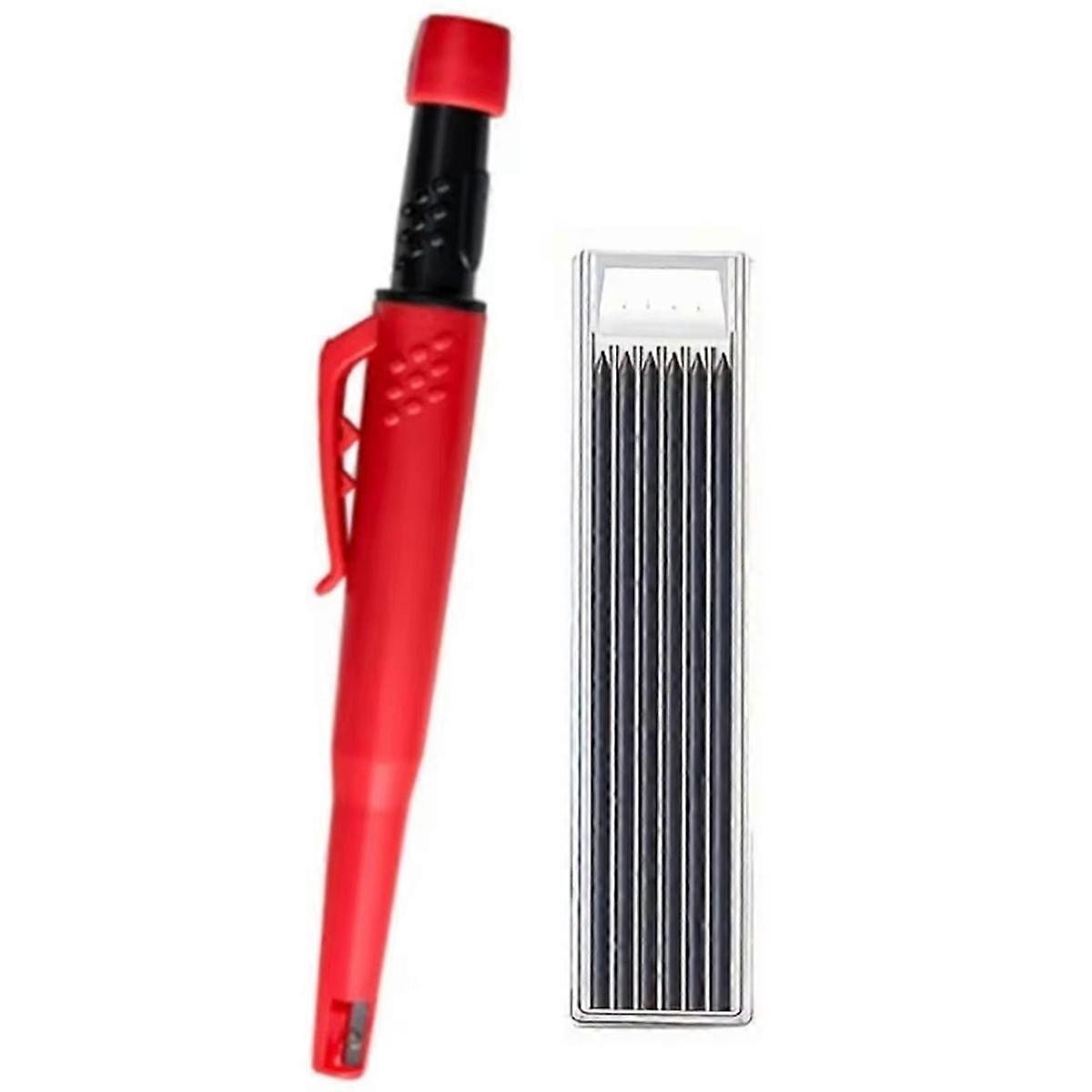 Solid Carpenter Pencil Set 2.8mm Deep Hole Mechanical Pencil Marker with Built in Sharpener for Carpenter Woodworking E