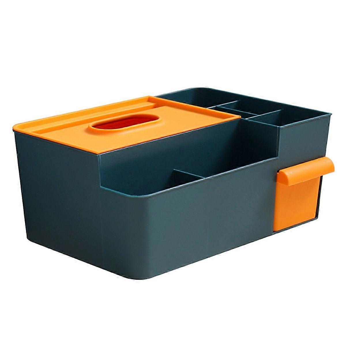 Tissue Box Holder Multi Functional Creativity Tissue Box Cover Coffee Table Paper Remote Control Storage Box for Home ,Green with Yellow