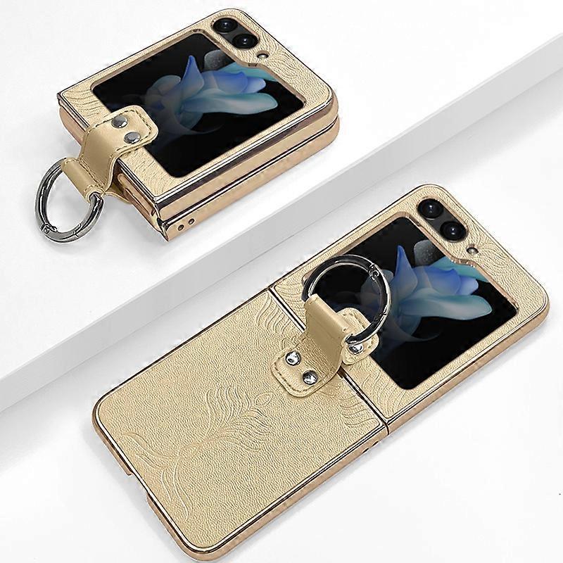 Electroplated Embossed Leather Phone Case with Ring