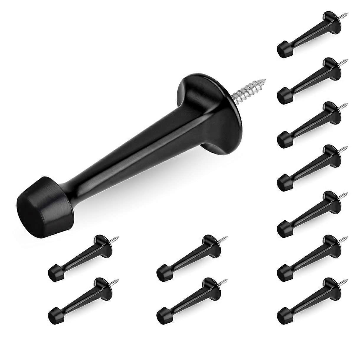 12-Pack Zinc Die Cast Door Stop with Soft Rubber Tip, Wall Protector for Home and Office, Durable and Non-Slip Design