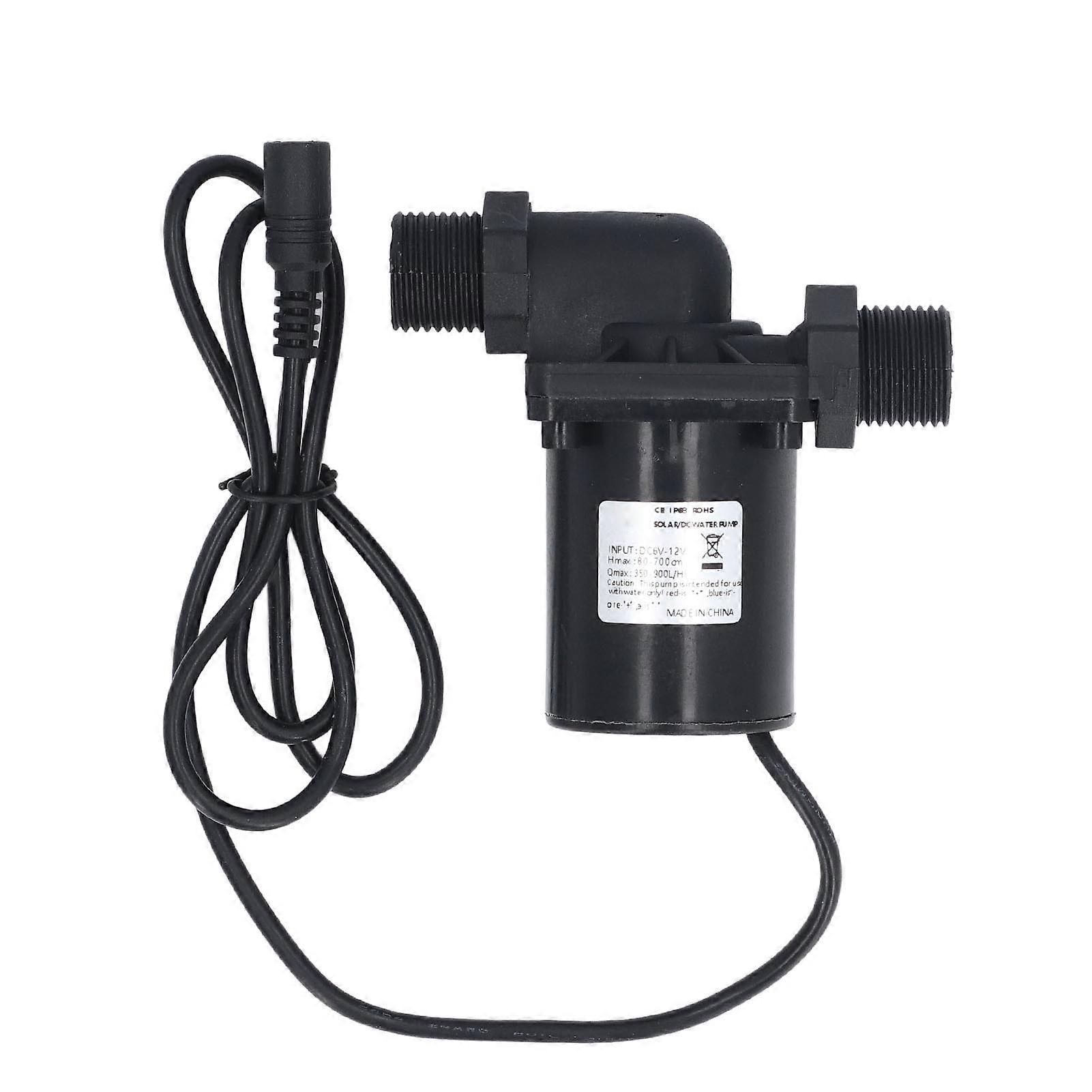 Submersible Pump 225GPH(900 L/H) 0.8‑7meter High Lift for Pool Draining Fountain Pond Aquarium DC6-12V 20mm Inlet Outlet