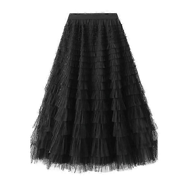 Gelaagde elastische taille tule maxi rok