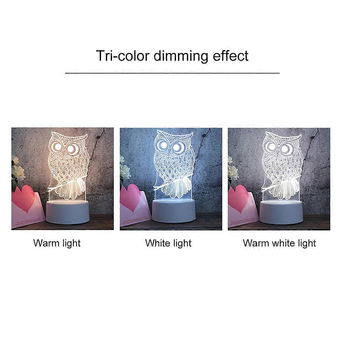 White Base Creative 3D Tricolor LED Decorative Night Light, Button Plug Version Dinosaur