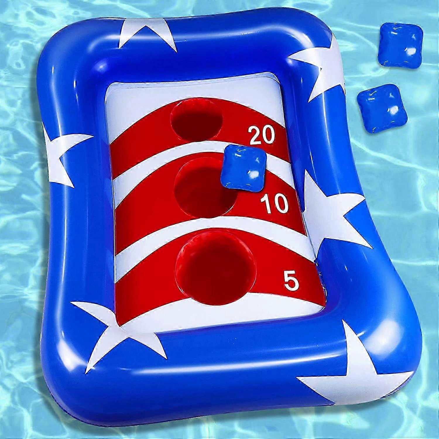 Inflatable Pool Cornhole Set Toss Games, Pool Toys for Kids Adults Outdoor Beach Game Toys