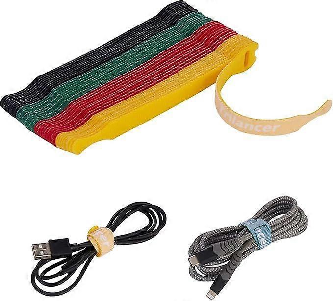 40PCS Reusable Cable Ties Microfiber Nylon Fastener Organizer for Cords and Cable Management 15cm 4 Colors