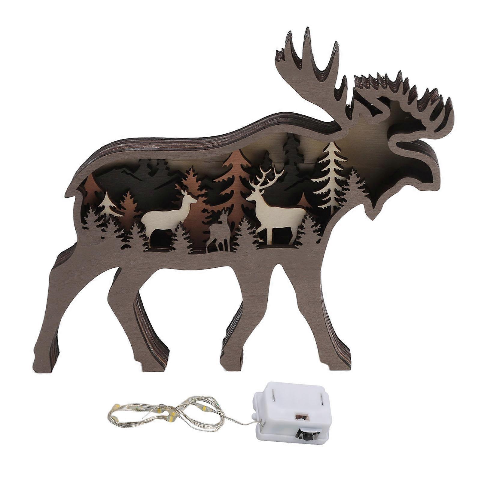 A Different Exquisite Animal Wood Craft with String Light for Gifting and Decor