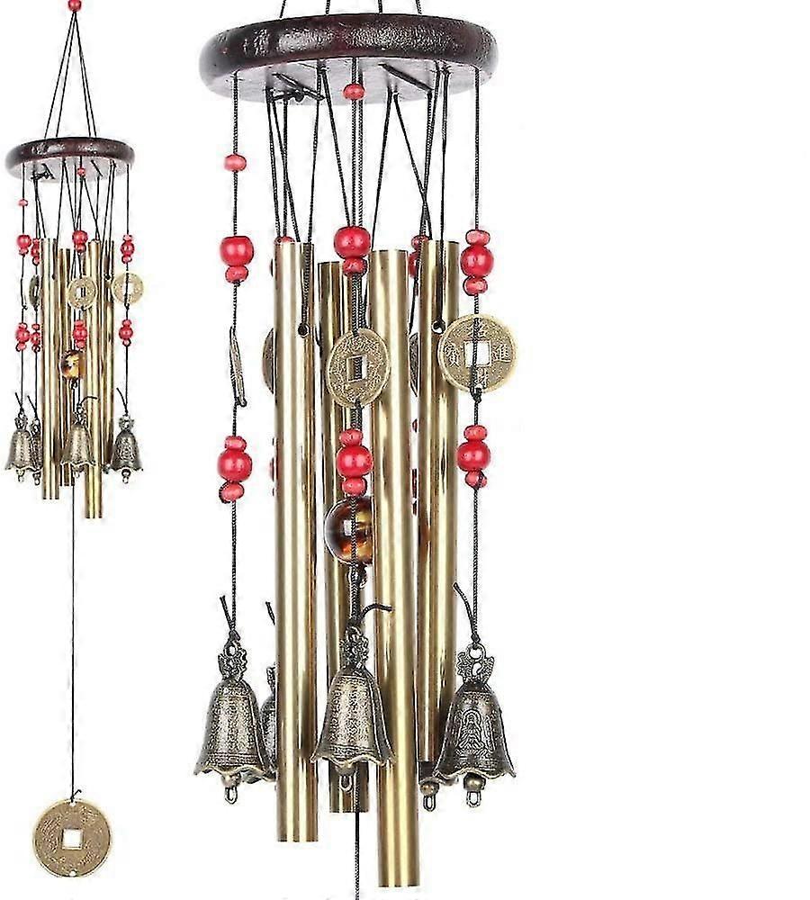 Kiinalainen perinteinen hämmästyttävä 4 putkea 5 kelloa pronssinen pihapuutarha ulkokäyttöön tuulikellot
