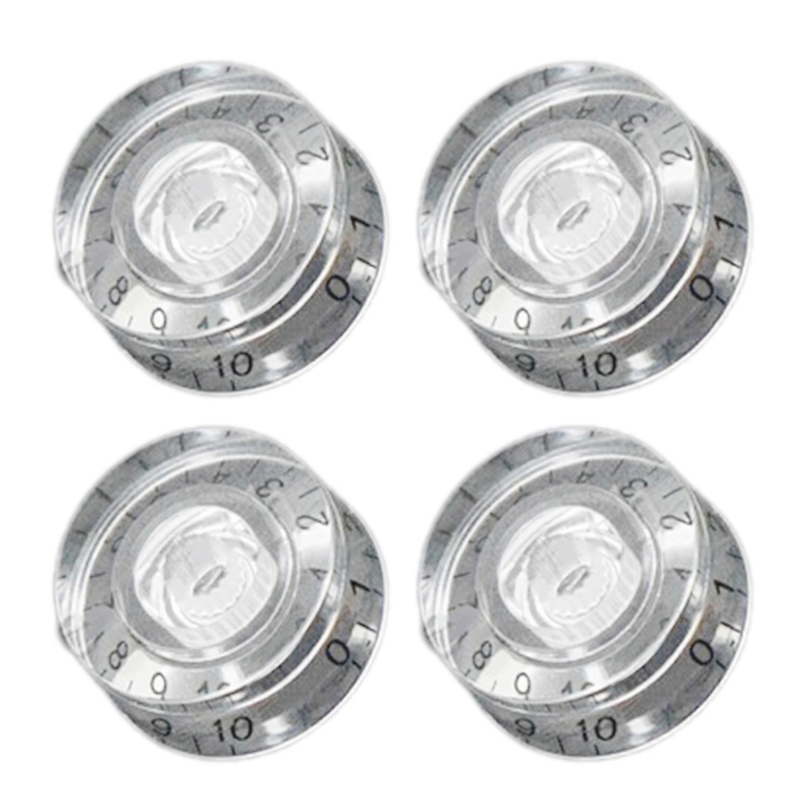 4Pcs Jazzes Bass Knobs Concentric Knobs Bass Effect Button Control Turning Knobs Bass Knobs Guitar Knobs Potentiometer  Transparent black te