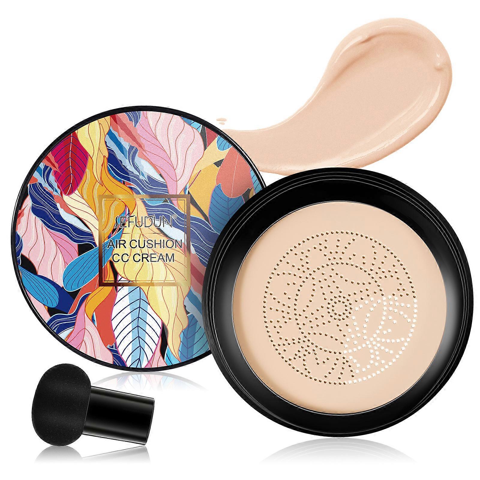 Mushroom for Head Air Cushion CC Cream Foundation, Moisturizing BB Cream Foundation Long Lasting Coverage of Blemishes  Ivory