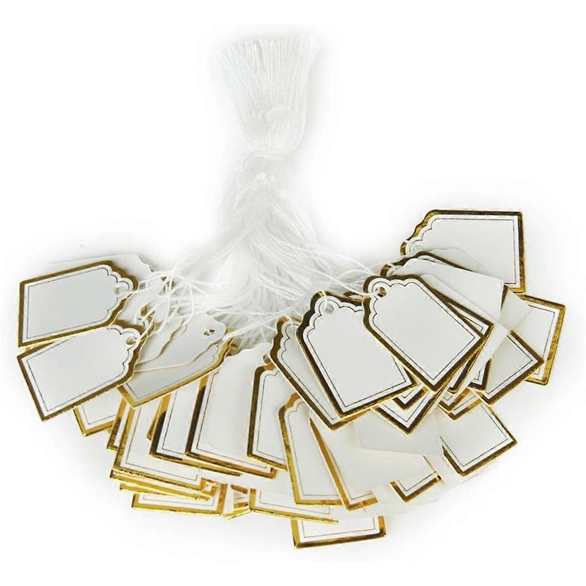 500Pcs Rectangular Jewelry Price Label Tags with Hanging String