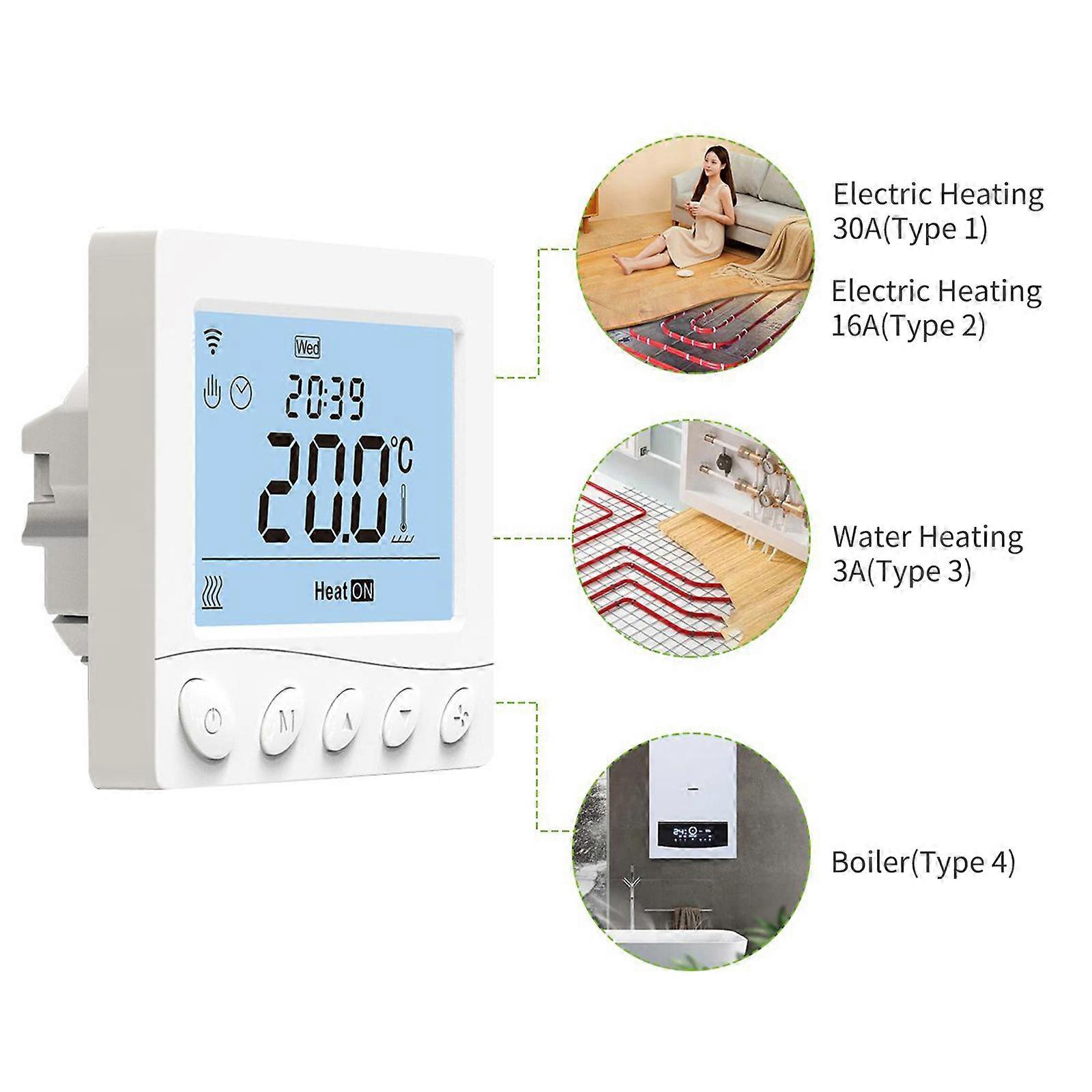 WIFI Smart Boiler 3.2Inch LCD Display Intelligent with Application & Voice Control Digital Programmable Thermostat
