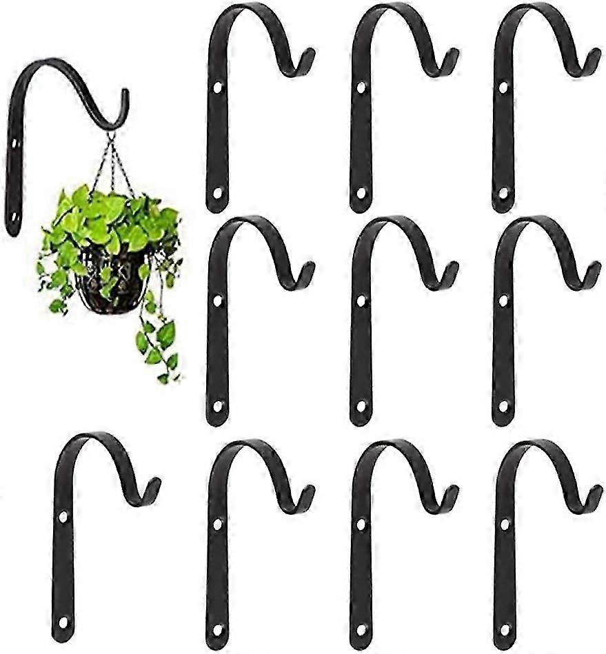 Set of 10 Hanging Basket Bracket Hooks Iron Wall Hanging Hooks Curved Up Plant Hook for Hanging Bird Feeders, Lanterns (2.8 * 1.6inches) hwy