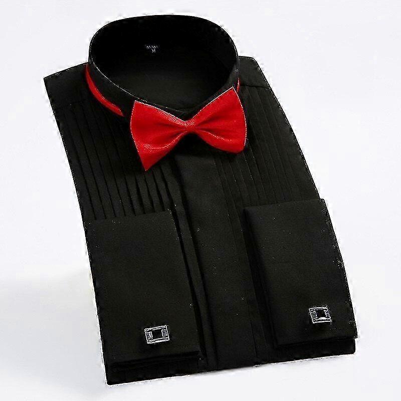 "Miesten ranskalainen hihansuut smokkipaita yksivärinen siipi"