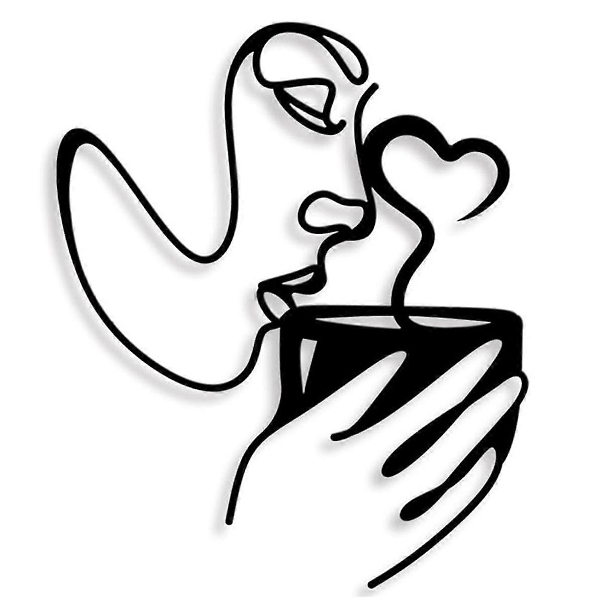 Décor d’art mural de café, minimaliste femmes boire café forme art mural