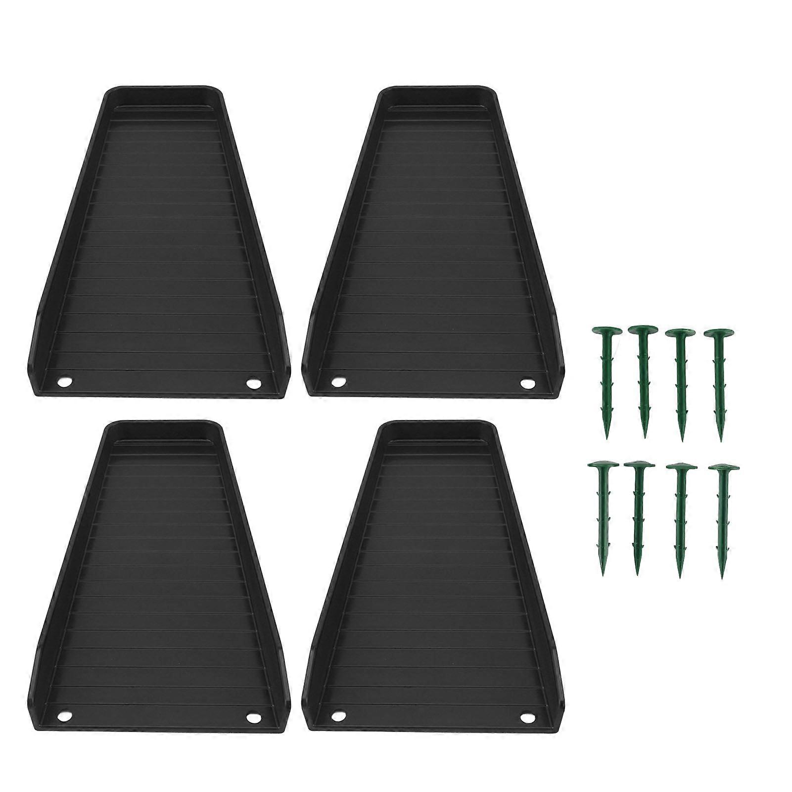 4PCS Downspout Splash Block Rain Gutter Downspout Extensions Fixable Downspout Extender with 8 Fixing Nails Protect House Foundation Black