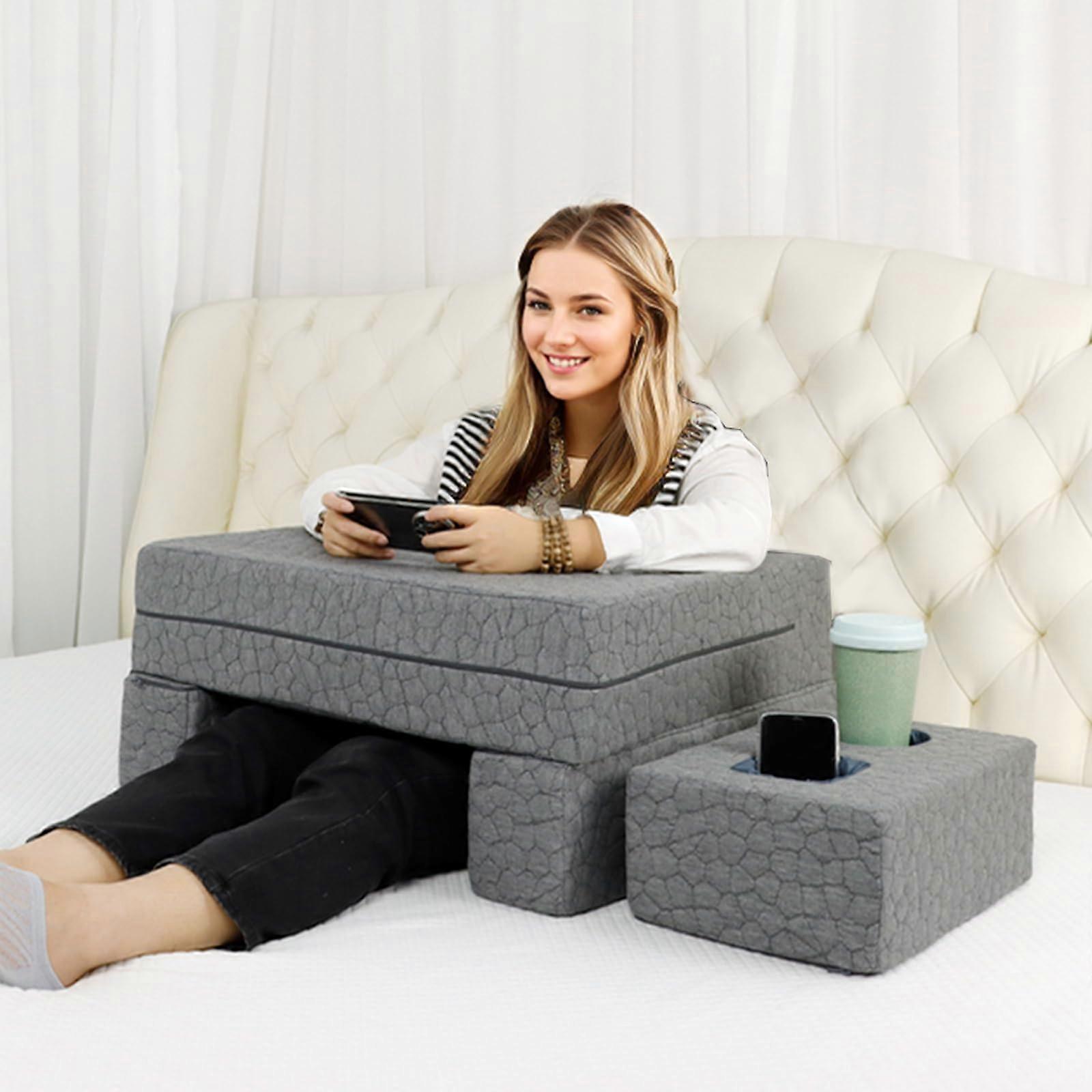 Extra Large Reading & Gaming Pillow With Coaster, Adjustable Lap Desk For Reading, Gaming, Writing, Switch Compatible