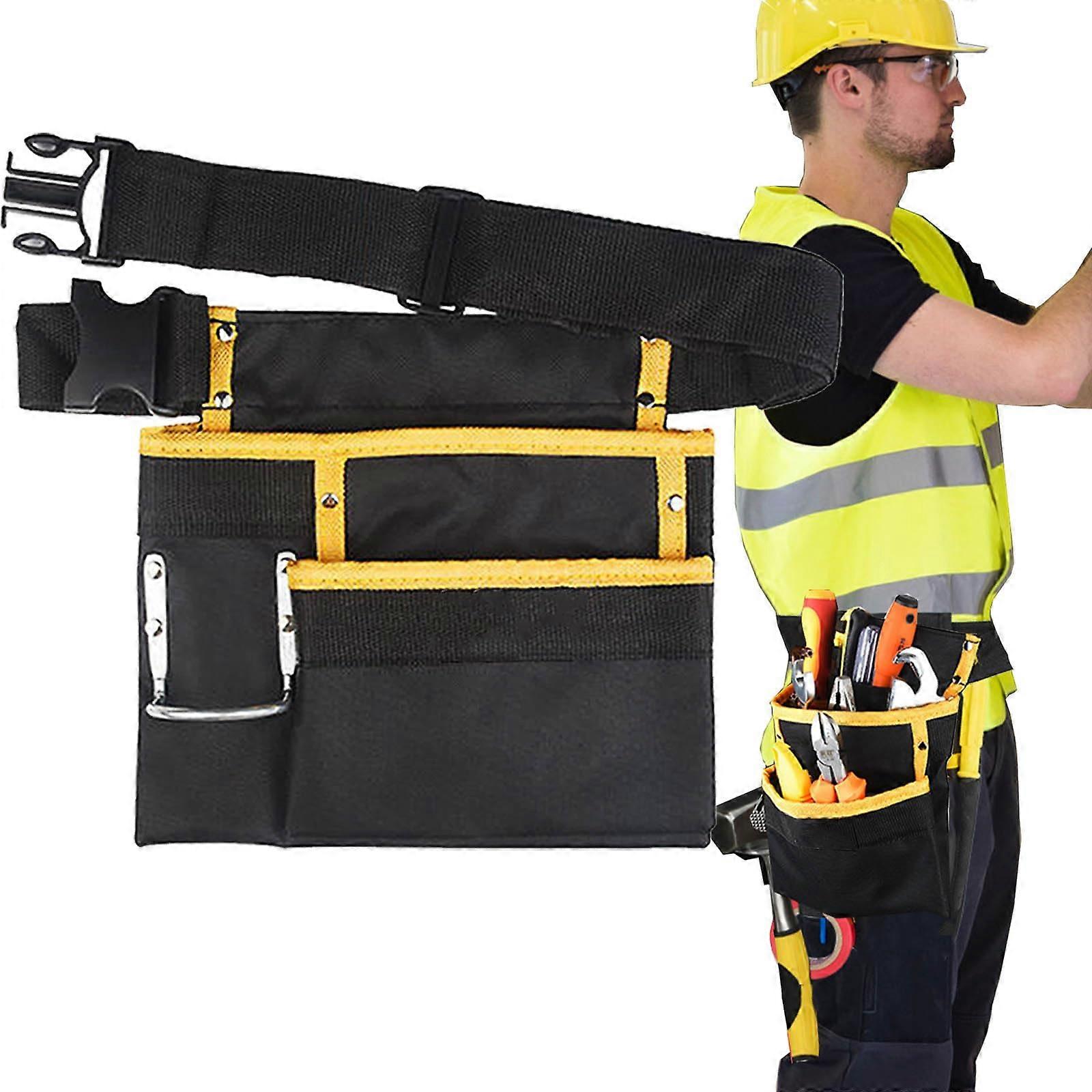 Tool Belt Pouch Carpenter Tool Belt for Men and Women Adjustable Utility Belt with 3 Pockets and Hammer Loop Canvas Apron