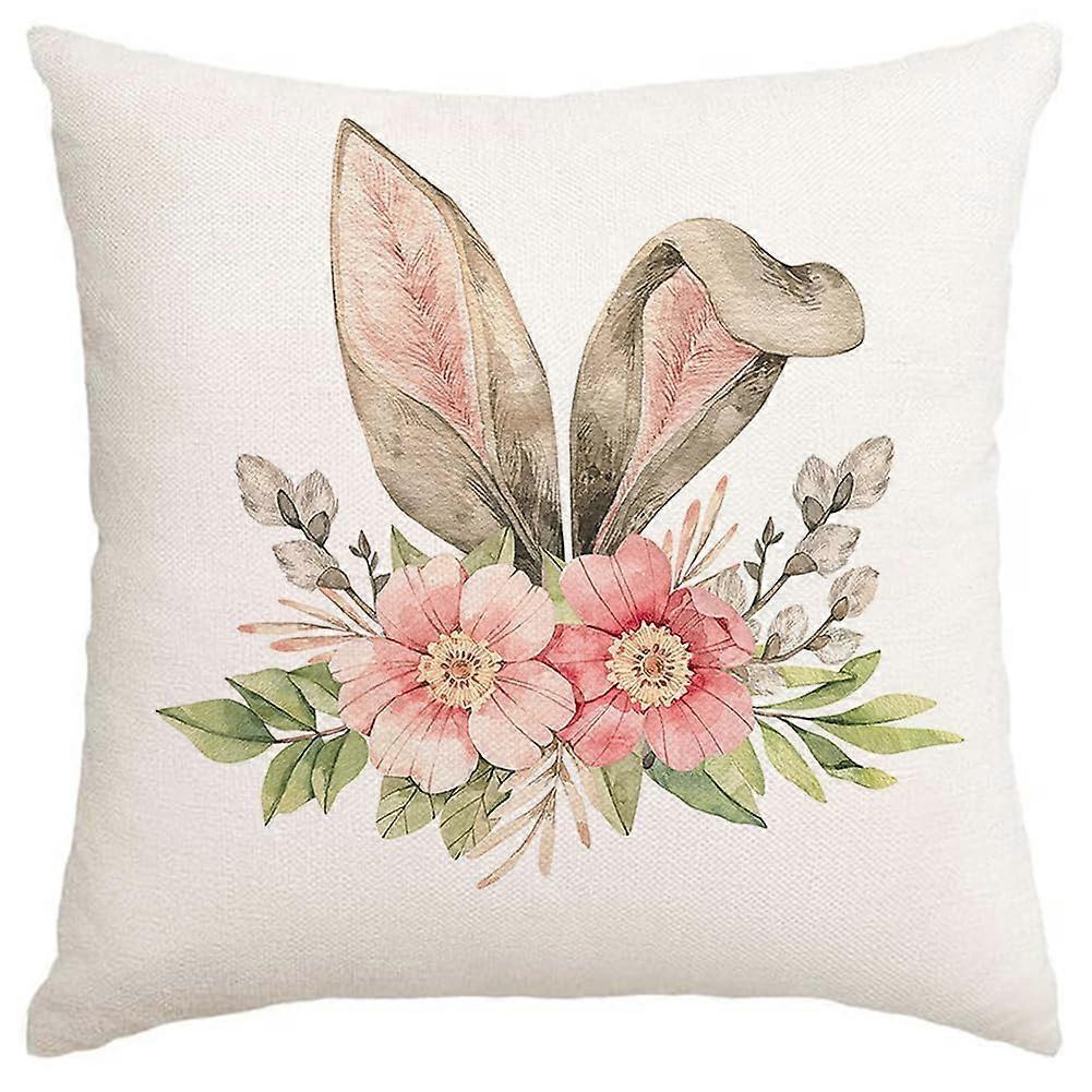 Easter Pillow Cases 20x20 Inch, Rabbit Ears Flower Decorative Spring Summer Pillow Case Holiday Party Pillow Cases Sofa Sofa Decoration (9-20)