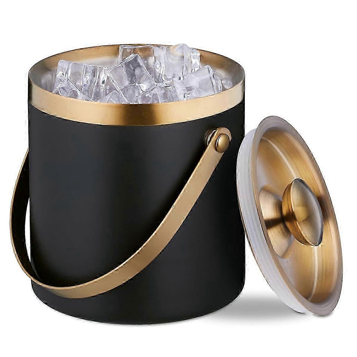 Ice Bucket, Stainless Steel, Double-Walled, Ice Bucket with Lid & Handle, 2 L, Ice Cube Bucket