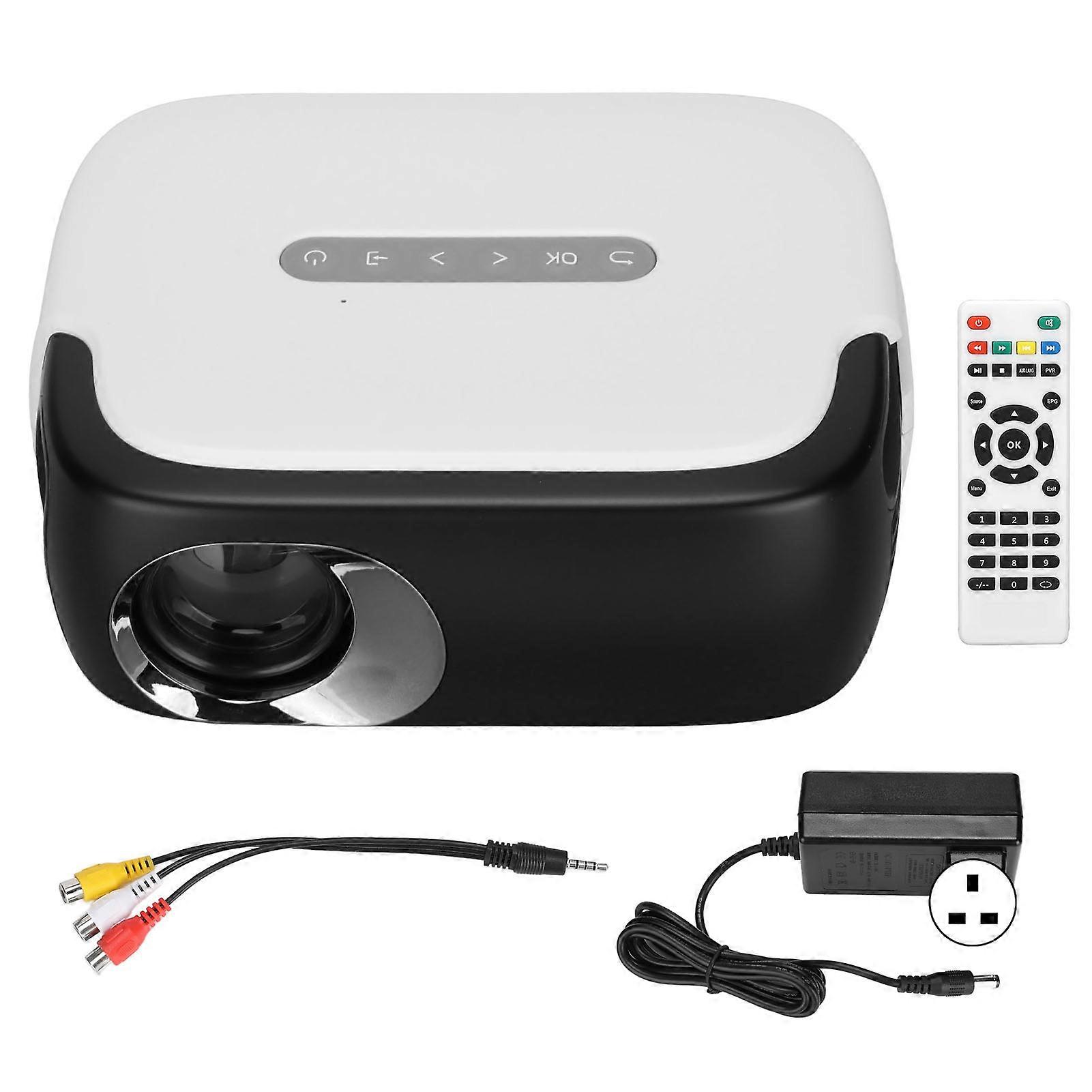 Portable LED Mini Projector with Remote - 100" Display, Home Theater, UK Plug
