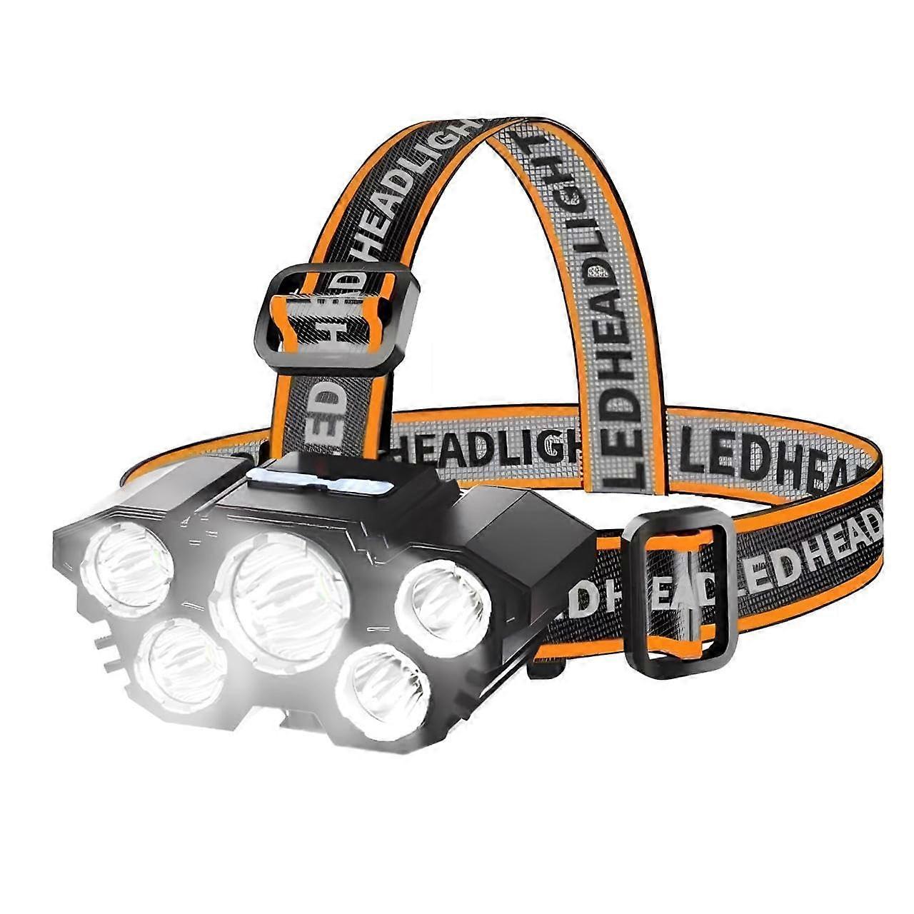 Rechargeable LED Headlight Lamp for Hard Hats, 4 Modes, Waterproof, Lightweight, Adjustable Forehead Light