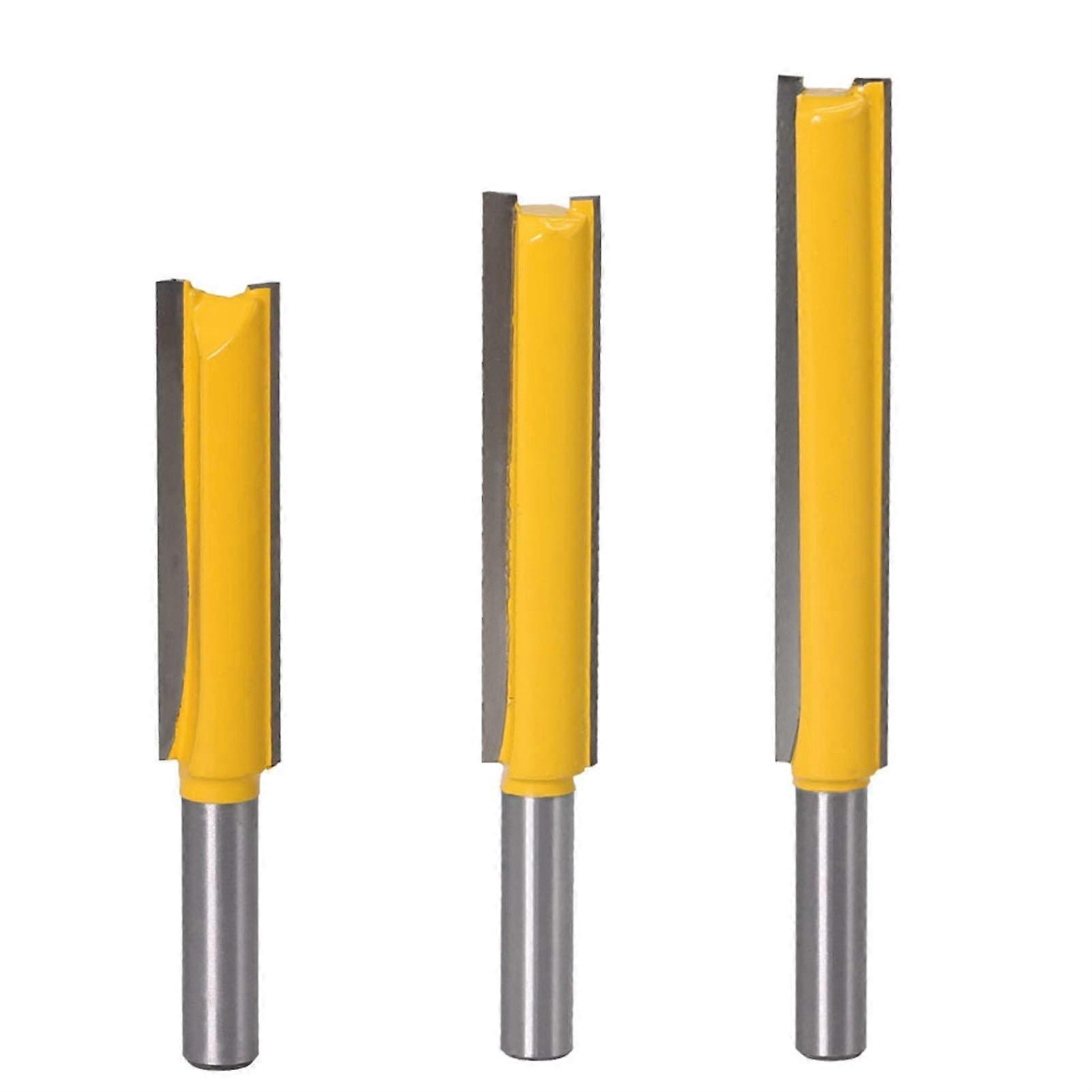 Jinchao Router Bits Set, 3-Piece Straight Router Bit Woodworking Cutter, 3/8" Diameter, Durable Wood Cutting Tool