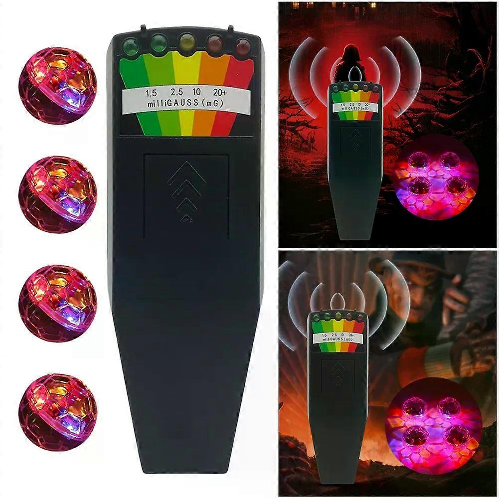 5 LED EMF מד עם 4 תנועה להאיר את כדורי החתול מד קרינה מגנטית חשמלית 5 מאזניים ערכת ציוד ציד רפאים