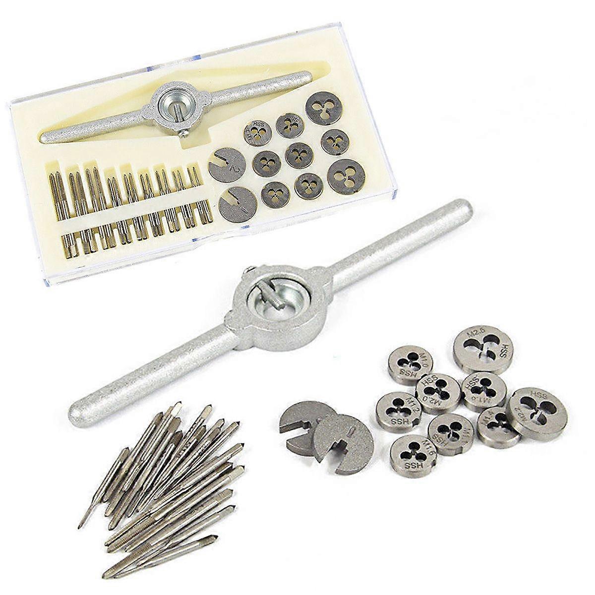 Miniature Tap Set 30 Pieces Metric HSS-G Taps M1-M2.5 Metric Dies Die Holders Reducing Rings Ideal for model making