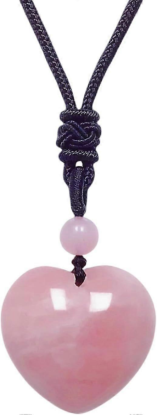 CALL Handcarved Crystal Stone Heart Pendant Necklace for Women Love Healing Quartz Pendant with Adjustable Cord