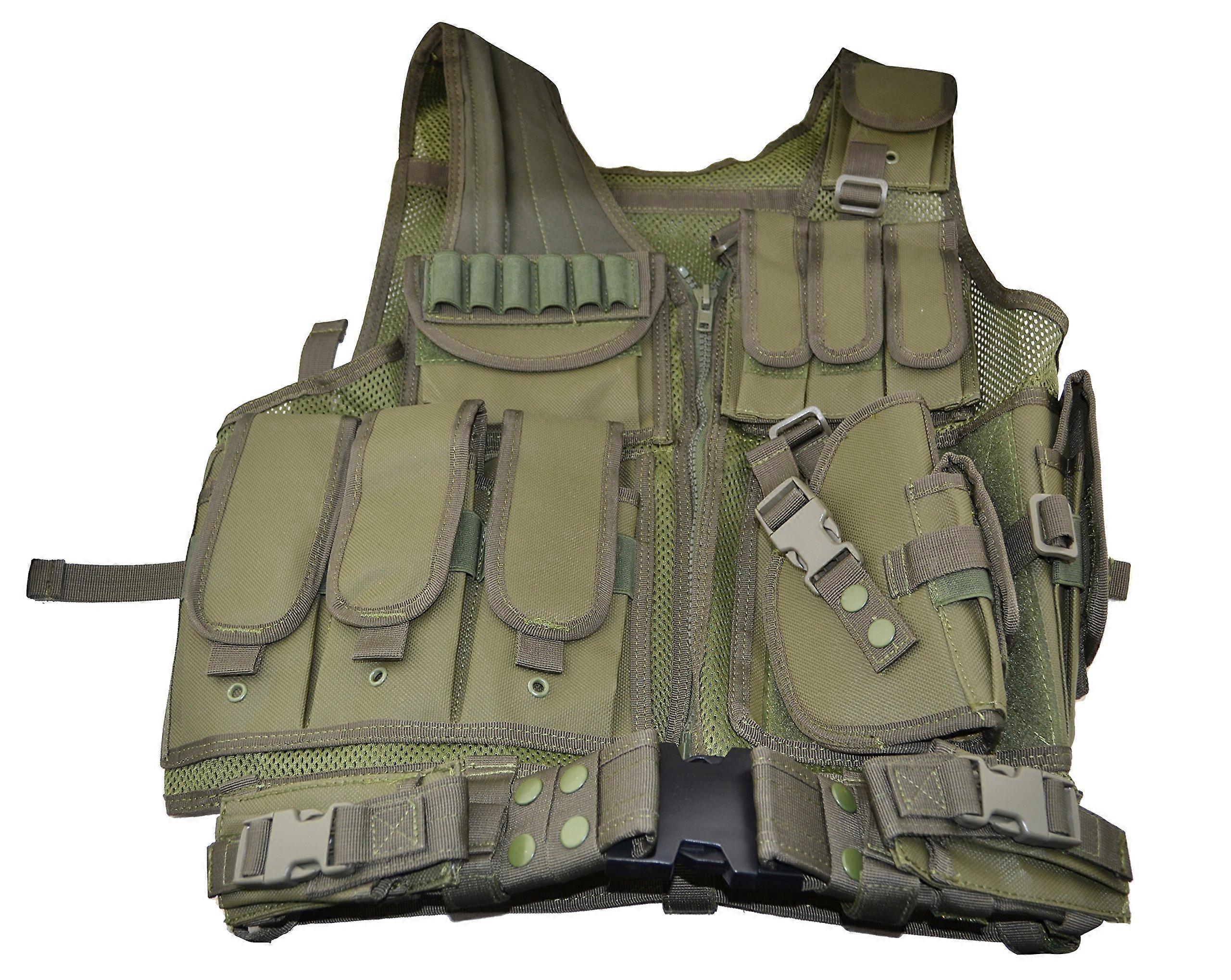 Cross Draw Tactical Vest OD Green, 600D Polyster Oxford