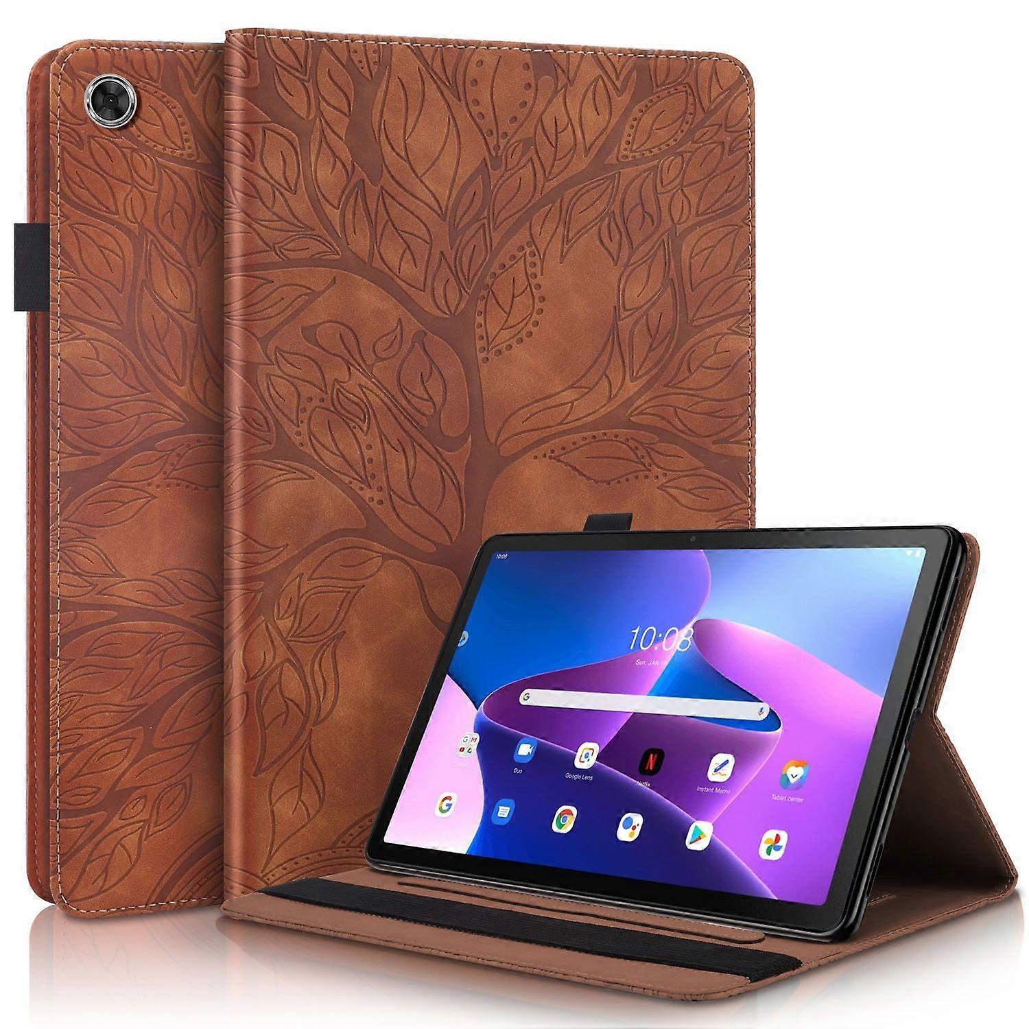 Flip Case for Lenovo Tab K10C Shockproof Embossed Tablet Case with Bracket and Card Slot