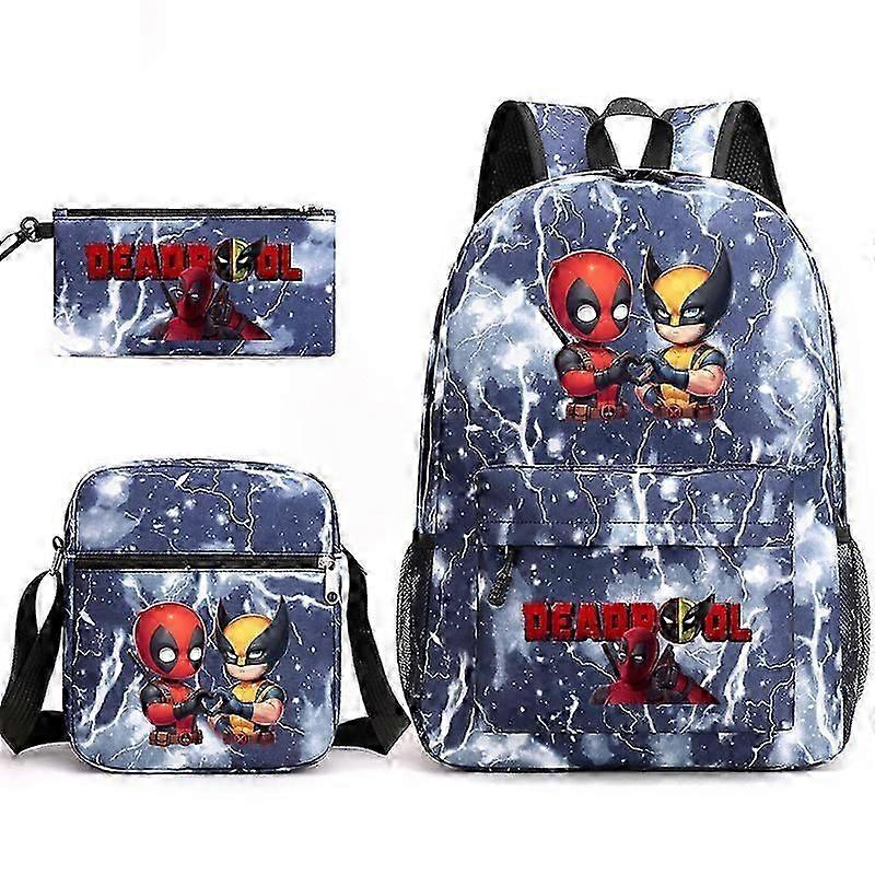 Deadpool & Wolverine School Bag Backpack Pencil Case Shoulder Bag Three-piece Set _16