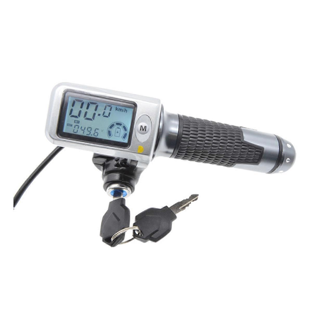 1 Pair Electric Bicycle Throttle Grip with LCD Display 36-60V Speed Control Throttle for E-Bike Scooter Accelerator