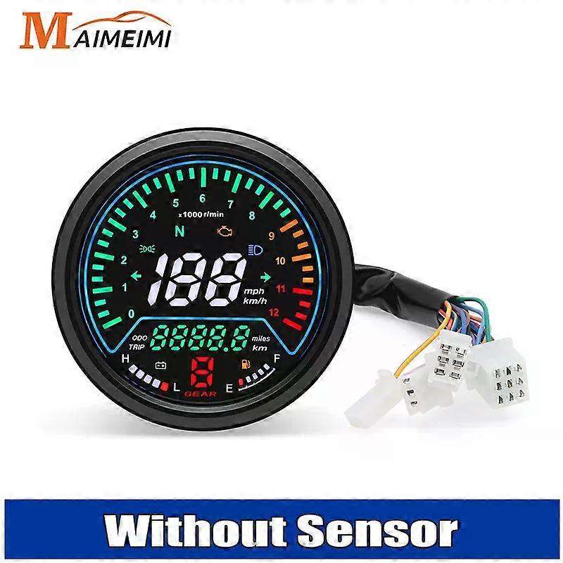 12V Motorcycle Speedometer Odometer Gauge Universal LED Multi-function Digital Indicator Tachometer Oil Level Meter Voltage KMH