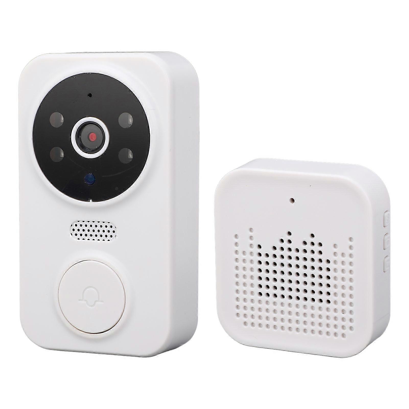 Wireless Video Doorbell 480P HD Intercom Night Vision Sound Change Portable Smart Visual Doorbell for Home Security M8 White Built in Battery for Tuy