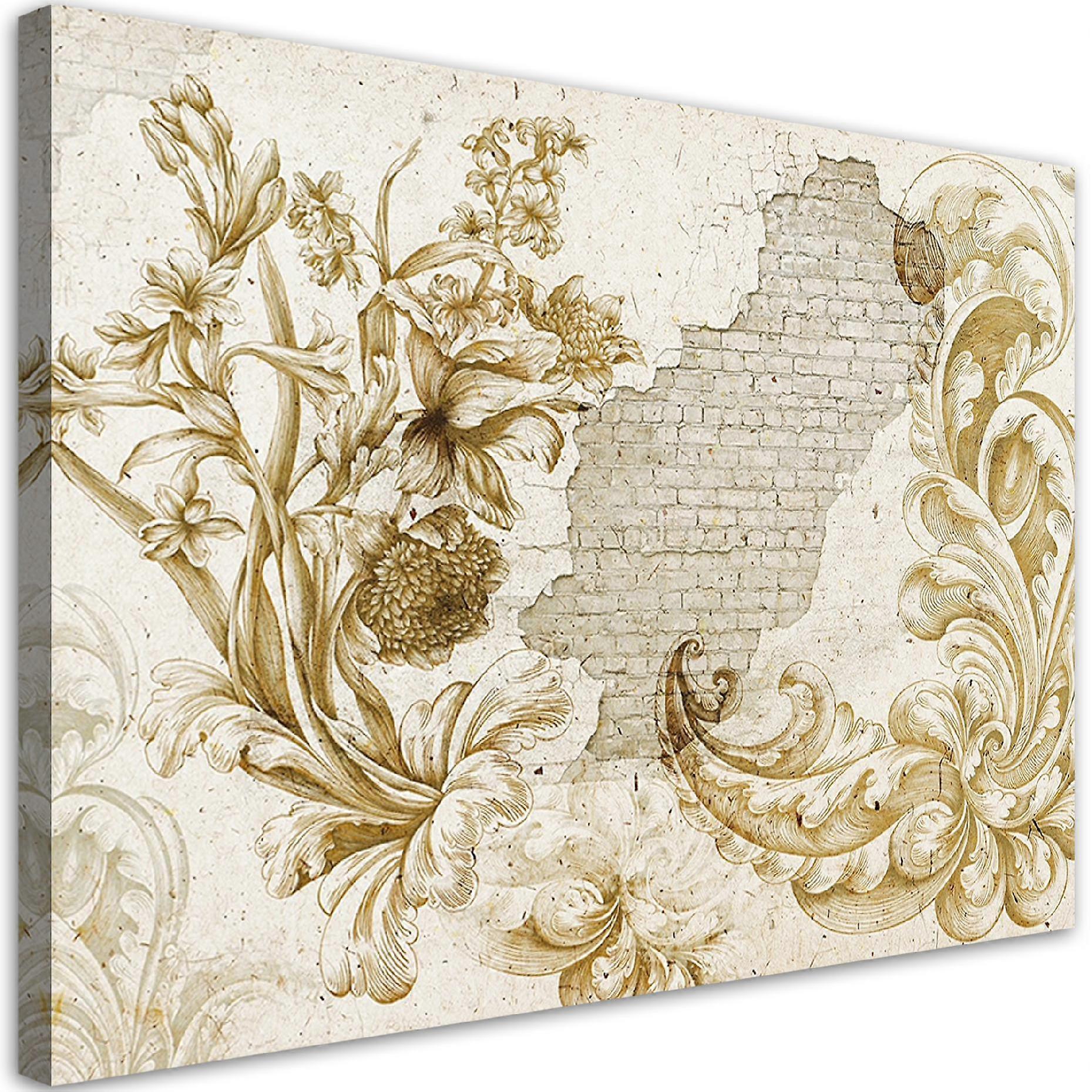 Impression sur toile, fresque florale Boho - 100x70