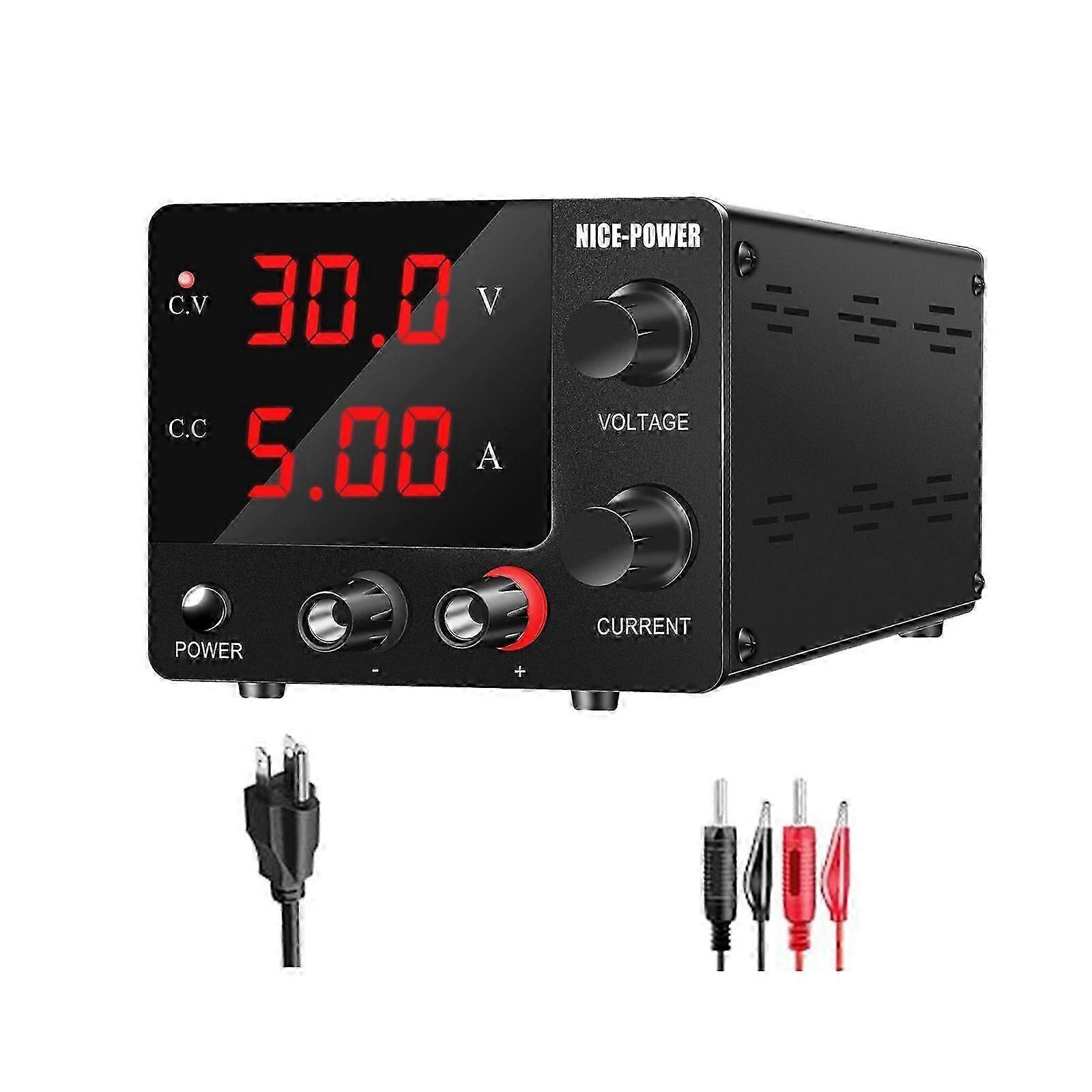 Sps-e305 0-30v 0-5a Dc Power Supply Adjustable Digital Bench Source Usb Black Js