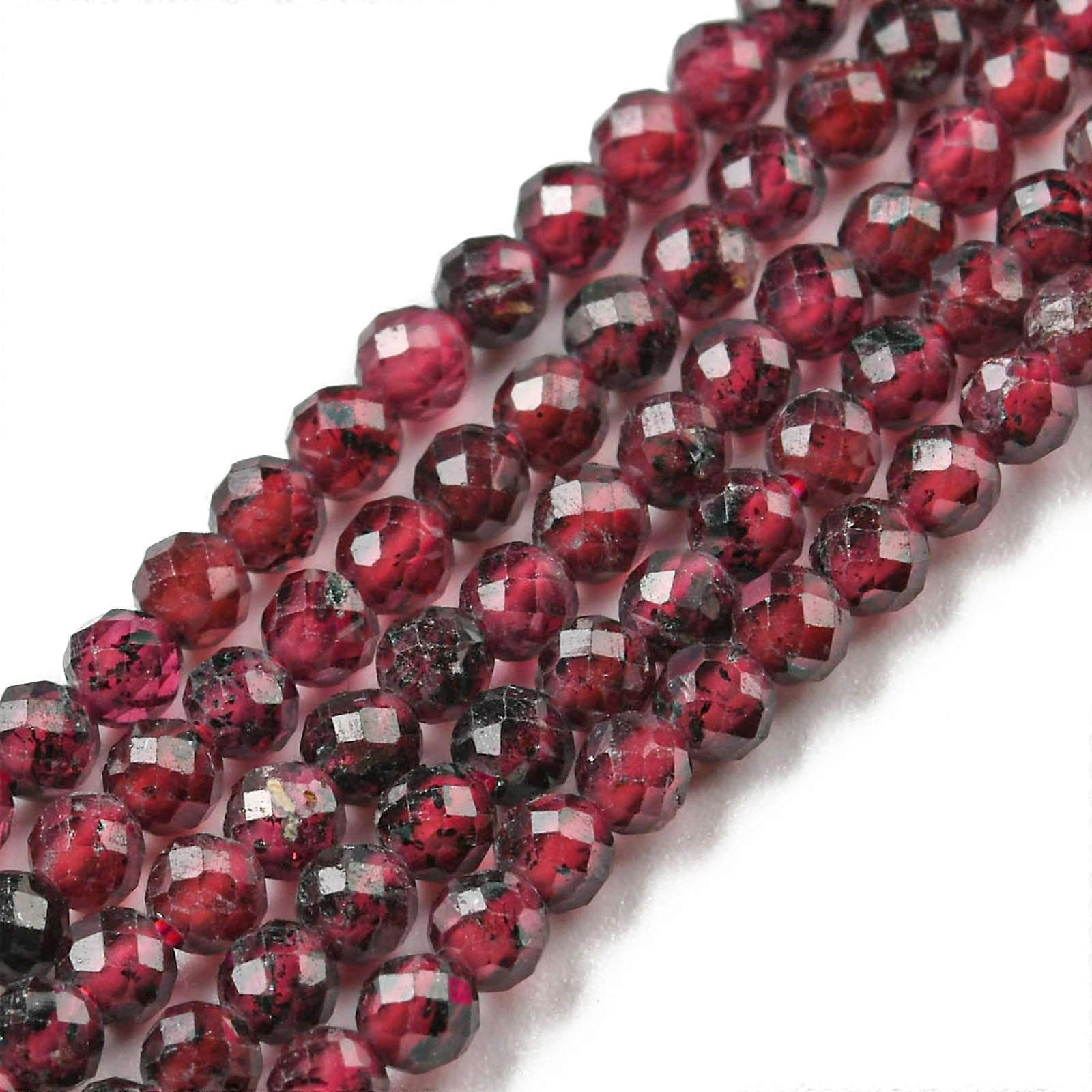 5Strands Round Natural Garnet Beads Strands Loose Stones