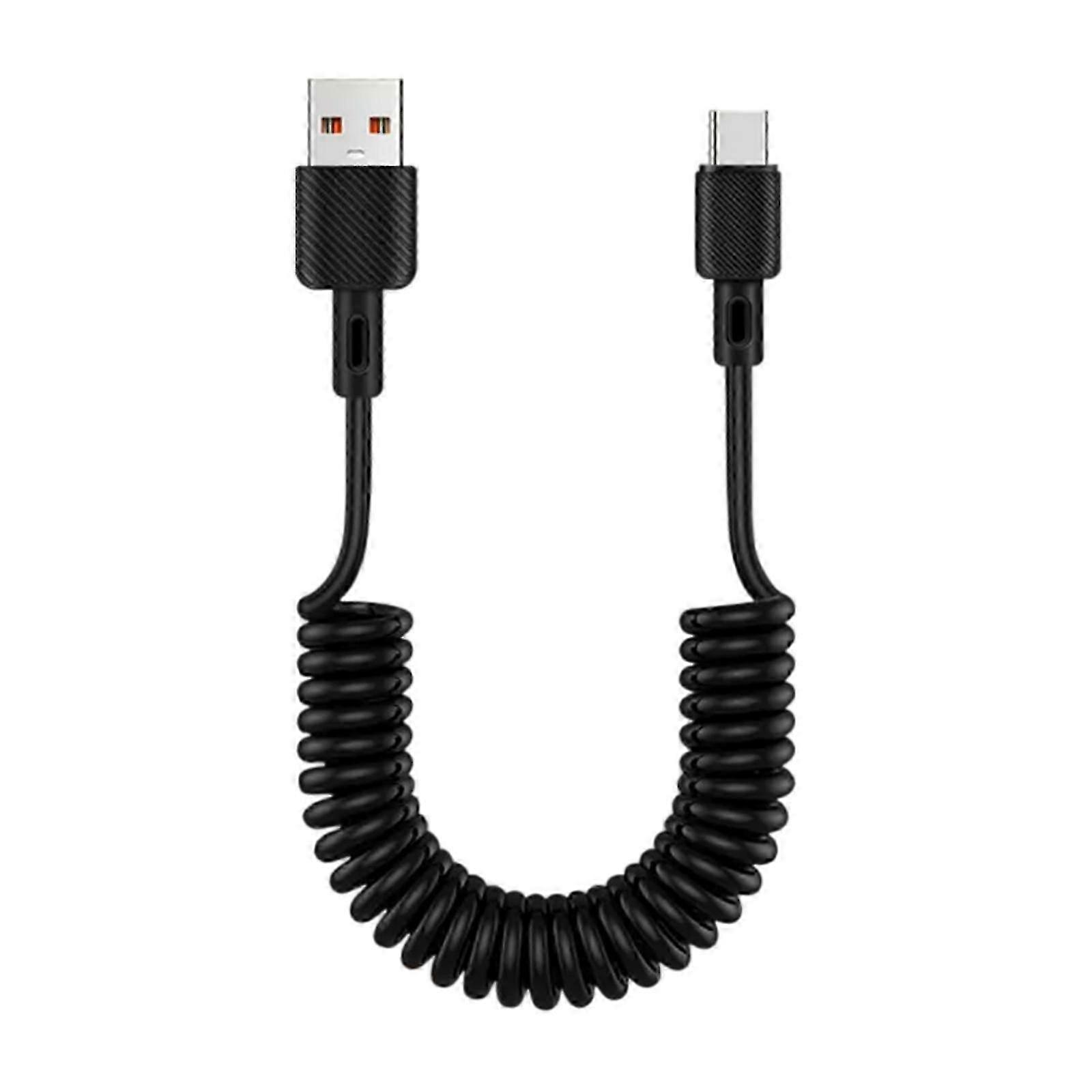 USB to Type C Power Wire Line USB to USB C Spring Coiled Cable with 66W Power Delivery Supports Data Transfer Edition