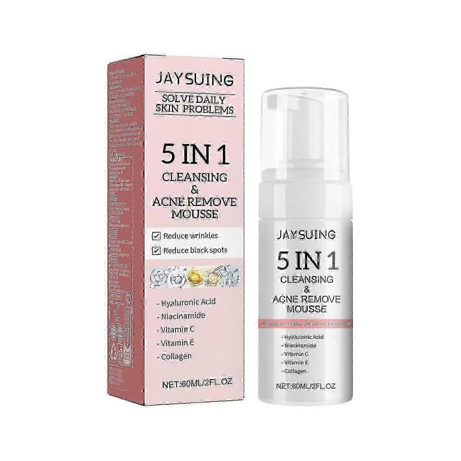 Jaysuing 5 In 1 Cleansing Mousse For Cleansing Pores, Smoothing Marks, Blackheads, Acne And Oil Cont