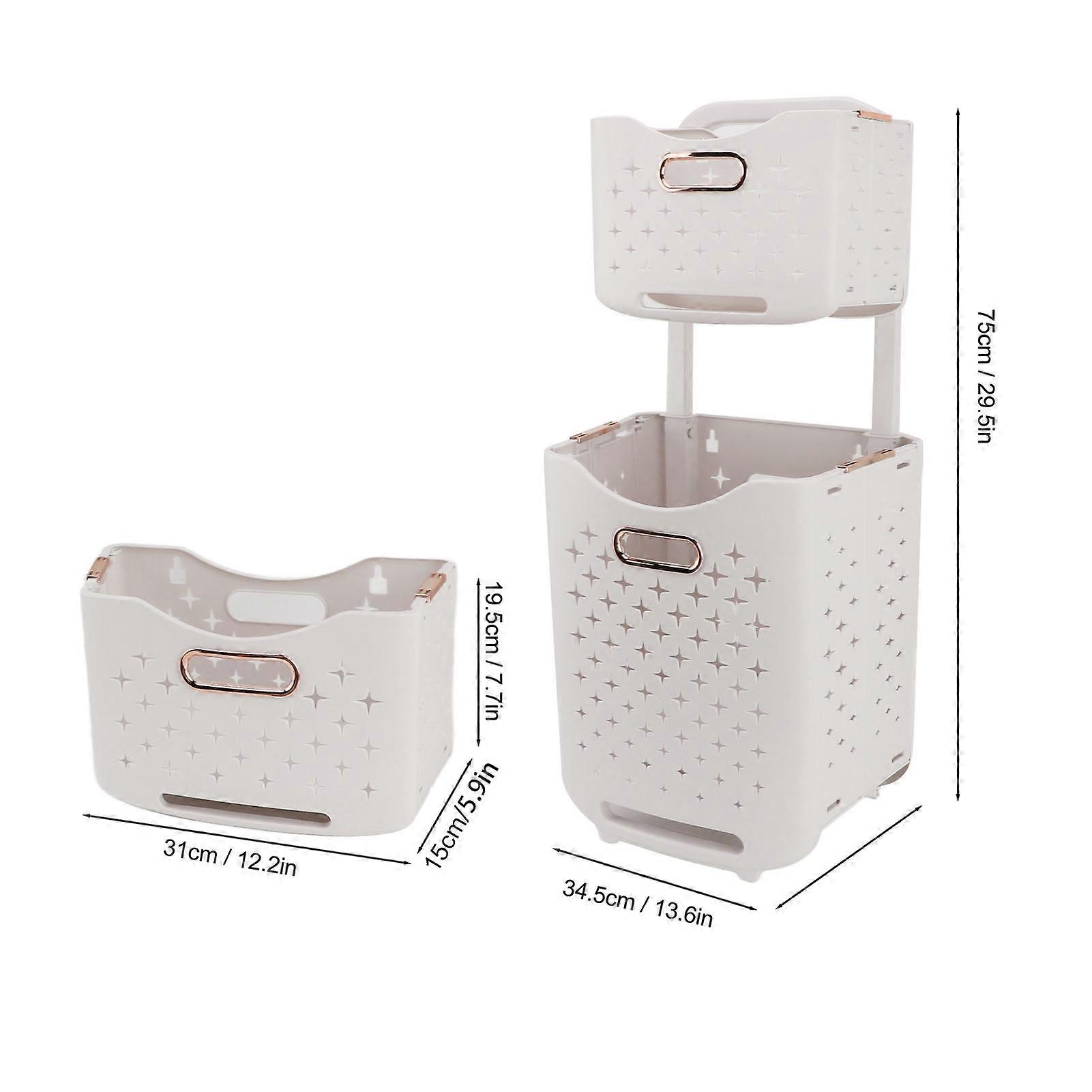 Rolling Laundry Basket 34.5x15x75cm Collapsible Gold Organizer