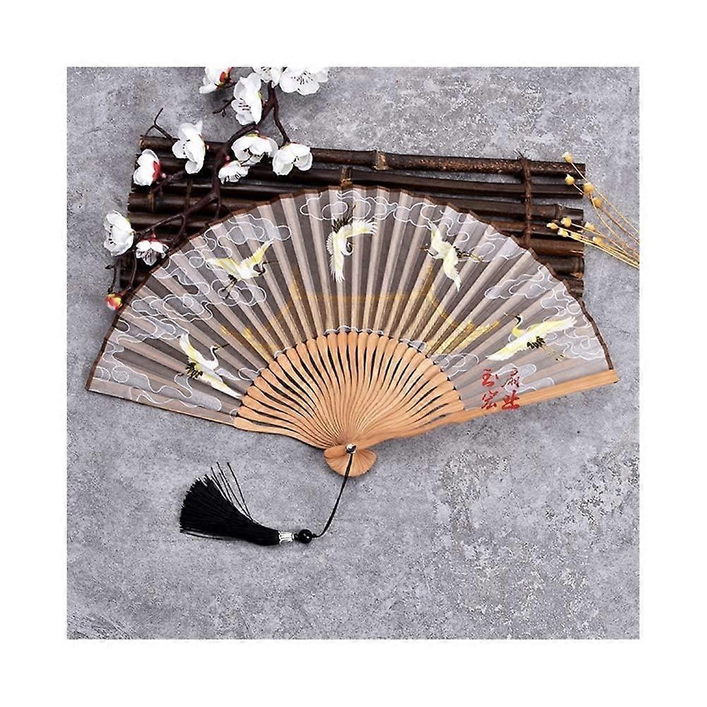 Folding Fan Ladies Retro Silk Folding Fan Ruihe Figure Hanfu Decor Small Handheld Fan for Traditional Style