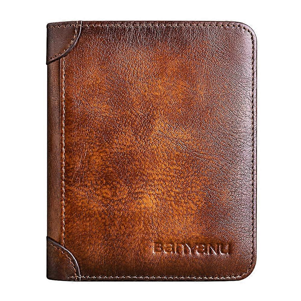 Leather Men's Trifold Wallet with RFID Blocking, Retro Style, Credit Card Holder, Model Ref: 1500