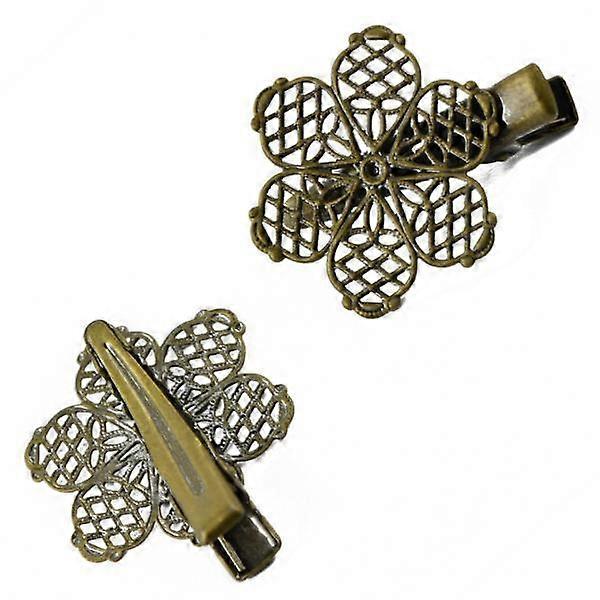 4x6 stk vintage antikk bronse hårklipp hårklær blomst mønster filigran